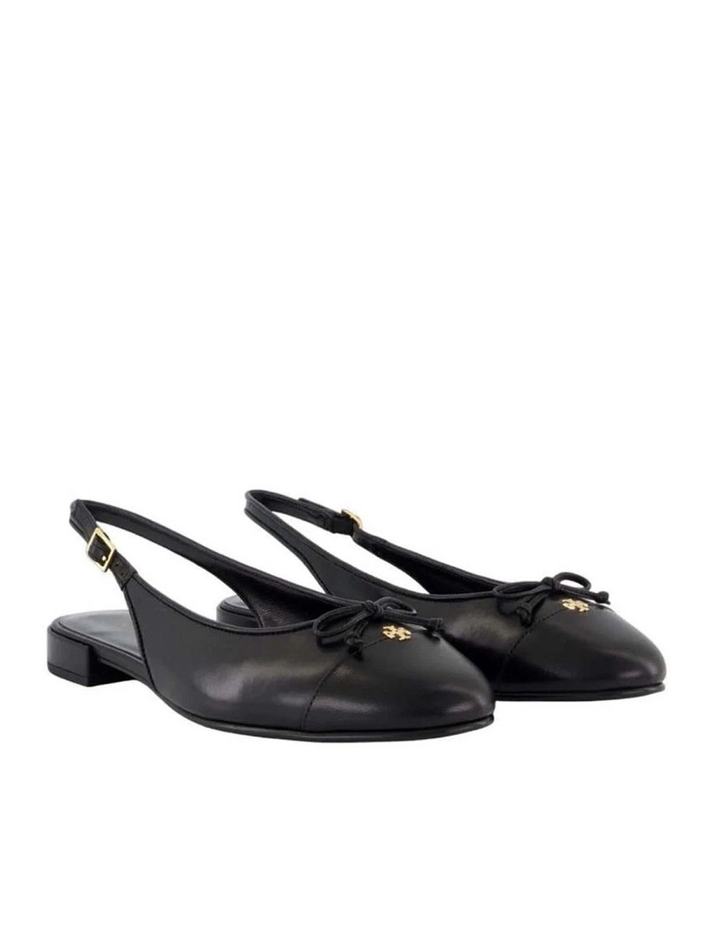 TORY BURCH Black Leather Cap Toe Slingback Ballet Flats 8.5 - Picture 2 of 16